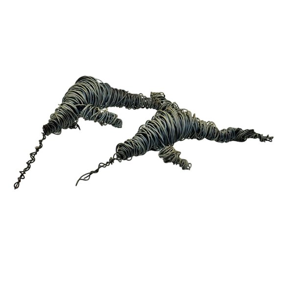 Vintage Twisted Wire Art Sculptures Lot of 2 Narwhals Unicorns of the Sea